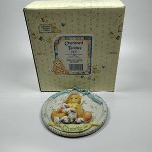 Cherished Teddies Girls With Bonnets Plaque #104140 Charity Wall Plaque 1994 Box